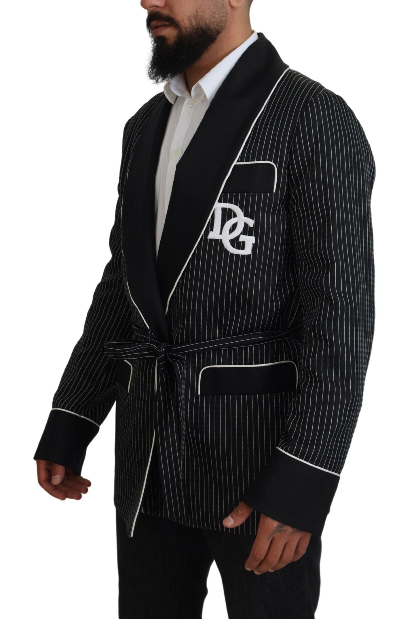 Dolce & Gabbana Black Stripe Robe