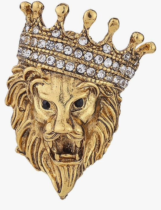 Rhinestone Tiger Head Brooch Pins for Men,Animal Lapel Pins Lion Wolf Head Coat Collar Brooch Vintage Lapel Pin Brooch Safety Pin Men Suit Accessory